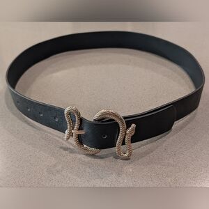 Women's Black Belt with Snake Belt Buckle
